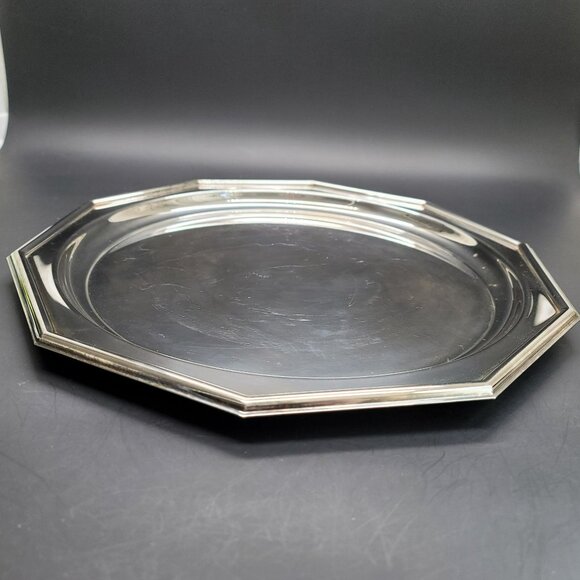 Reed and Barton Tray Set Century Collection Silver Decagon Round Center CR3 - Picture 7 of 13